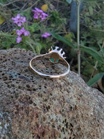 10k gold Victorian emerald & pearl  floral flower estate ring