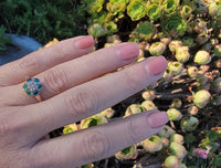 10k gold Victorian emerald & pearl  floral flower estate ring