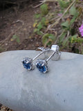 14k white gold blue sapphire and diamond halo studs
