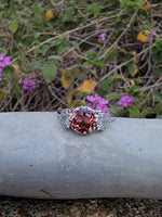 Platinum PINK tourmaline & diamond estate c.1920's ring