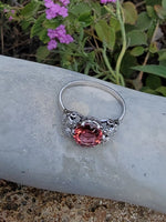 Platinum PINK tourmaline & diamond estate c.1920's ring