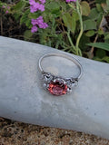 Platinum PINK tourmaline & diamond estate c.1920's ring