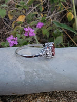 Platinum PINK tourmaline & diamond estate c.1920's ring
