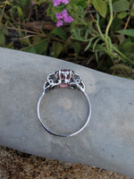 Platinum PINK tourmaline & diamond estate c.1920's ring