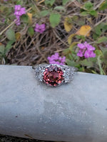 Platinum PINK tourmaline & diamond estate c.1920's ring