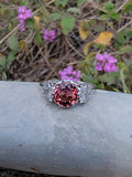 Platinum PINK tourmaline & diamond estate c.1920's ring