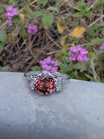 Platinum PINK tourmaline & diamond estate c.1920's ring