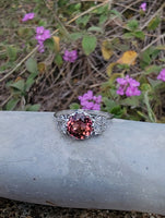 Platinum PINK tourmaline & diamond estate c.1920's ring