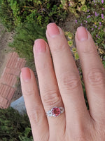 Platinum PINK tourmaline & diamond estate c.1920's ring