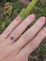 Platinum PINK tourmaline & diamond estate c.1920's ring