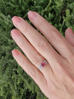 Platinum PINK tourmaline & diamond estate c.1920's ring