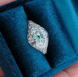 Platinum Art Deco c.1920's rare color changing NATURAL ALEXANDRITE & diamond ring