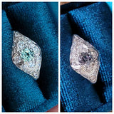 Platinum Art Deco c.1920's rare color changing NATURAL ALEXANDRITE & diamond ring