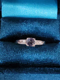 Palladium color changing NATURAL ALEXANDRITE & diamond estate ring