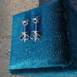 14k white gold blue sapphire and diamond halo studs