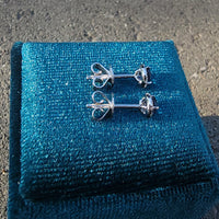 14k white gold blue sapphire and diamond halo studs