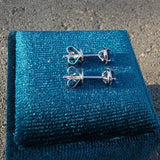 14k white gold blue sapphire and diamond halo studs