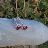 14k white gold ruby and diamond halo studs