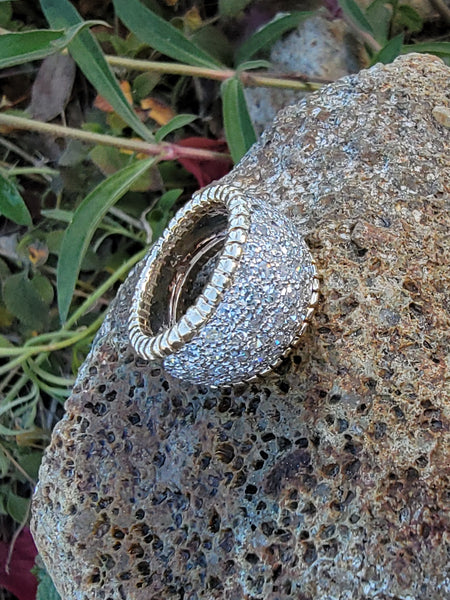 14k two tone diamond cluster estate ring band