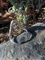 18k white gold diamond & sapphire estate Art Deco c.1920's filigree glove shield ring