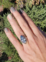 18k white gold diamond & sapphire estate Art Deco c.1920's filigree glove shield ring