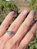 18k white gold c.1920's Deco filigree European cut diamond antique ring - apx .33ct