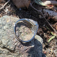 18k white gold c.1920's Deco filigree European cut diamond antique ring - apx .33ct