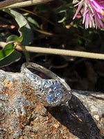 18k white gold c.1920's Deco filigree European cut diamond antique ring - apx .33ct