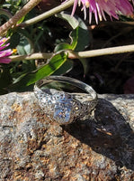 18k white gold c.1920's Deco filigree European cut diamond antique ring - apx .33ct