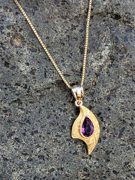 10k gold amethyst  vintage necklace pendant