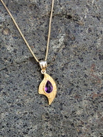 10k gold amethyst  vintage necklace pendant