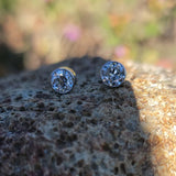 14k white gold European cut diamond bezel stud earrings - .82t tw