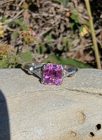 platinum pink sapphire & diamond estate ring