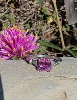 platinum pink sapphire & diamond estate ring
