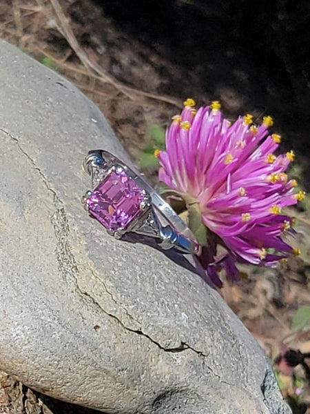 platinum pink sapphire & diamond estate ring