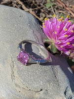 platinum pink sapphire & diamond estate ring