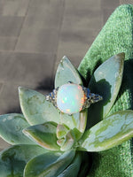 14k white gold filigree c.1920's opal ring