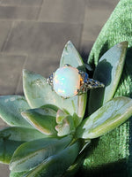 14k white gold filigree c.1920's opal ring