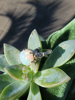 14k white gold filigree c.1920's opal ring