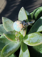 14k white gold filigree c.1920's opal ring
