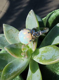 14k white gold filigree c.1920's opal ring