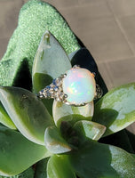 14k white gold filigree c.1920's opal ring