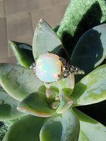 14k white gold filigree c.1920's opal ring