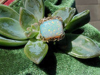 10k yellow gold opal estate ring