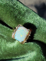 10k yellow gold opal estate ring