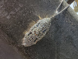 platinum & 18k gold two tone Deco estate sapphire & diamond pendant necklace lavaliere