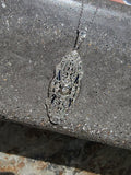 platinum & 18k gold two tone Deco estate sapphire & diamond pendant necklace lavaliere