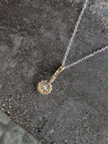 Platinum & 14k gold Edwardian pearl & diamond halo pendant necklace lavaliere