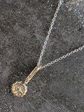 Platinum & 14k gold Edwardian pearl & diamond halo pendant necklace lavaliere