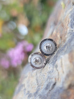platinum & 14k gold two tone c.1930's Art Deco diamond & mother of pearl stud earring